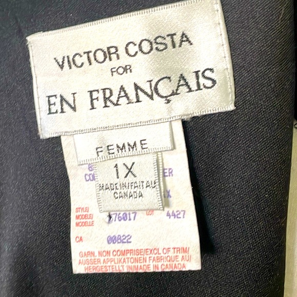 🇨🇦 Victor Costa/En Français Vintage Black Sparkly Knit V-Neck Tunic, Size 1X - Picture 13 of 16